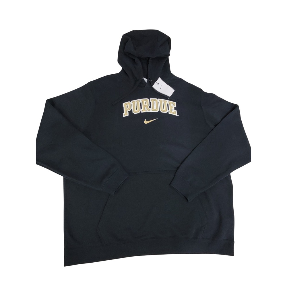 Nike Purdue Boilermakers Club Fleece Hoodie Mens XXL 2XL Black Pullover NCAA NEW